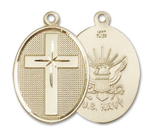 Load image into Gallery viewer, Cross / Navy Custom Pendant - Yellow Gold