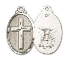 Load image into Gallery viewer, Cross / Navy Custom Pendant - Sterling Silver