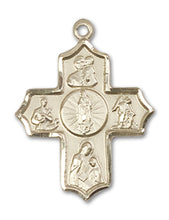 Load image into Gallery viewer, 5-Way Cross  O/L Of Guadalupe Custom Pendant - Yellow Gold