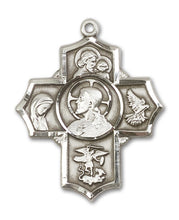 Load image into Gallery viewer, Sacred Heart 5-Way Cross Custom Pendant - Sterling Silver