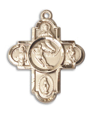 Load image into Gallery viewer, 5-Way Cross Ice Hockey Custom Pendant - Yellow Gold