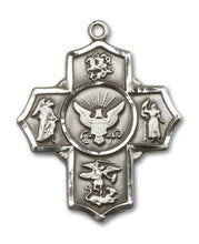 Load image into Gallery viewer, 5-Way Cross / Navy Custom Pendant - Sterling Silver