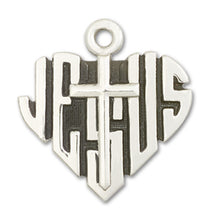 Load image into Gallery viewer, Heart Of Jesus / Cross Custom Pendant - Sterling Silver