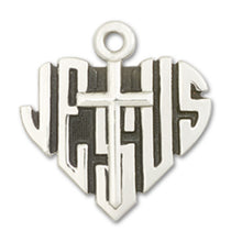 Load image into Gallery viewer, Heart Of Jesus / Cross Custom Pendant - Sterling Silver