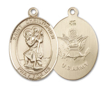 Load image into Gallery viewer, St. Christopher / Army Custom Medal - Yellow Gold
