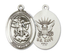 Load image into Gallery viewer, St. Michael the Archangel / Navy Custom Medal - Sterling Silver