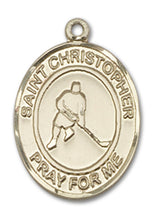 Load image into Gallery viewer, St. Christopher / Ice Hockey Custom Medal - Yellow Gold