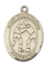 Load image into Gallery viewer, St. Christopher / Wrestling Custom Medal - Yellow Gold