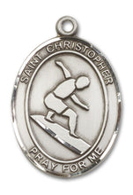 Load image into Gallery viewer, St. Christopher / Surfing Custom Medal - Sterling Silver
