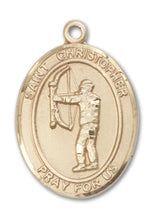 Load image into Gallery viewer, St. Christopher / Archery Custom Medal - Yellow Gold