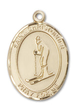 Load image into Gallery viewer, St. Christopher / Skiing Custom Medal - Yellow Gold