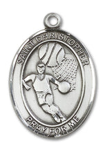 Load image into Gallery viewer, St. Christopher / Basketball Custom Medal - Sterling Silver