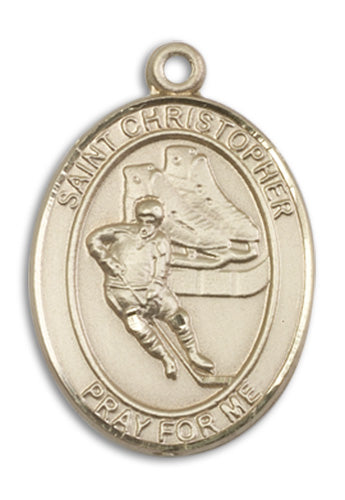 St. Christopher / Hockey Custom Medal in Sterling Silver, 14kt Yello ...