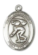 Load image into Gallery viewer, St. Christopher / Swimming Custom Medal - Sterling Silver