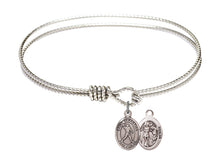 Load image into Gallery viewer, St. Sebastian / Football Custom Bangle - Silver