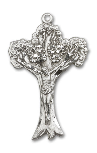Tree Of Life Crucifix Custom Pendant - Sterling Silver