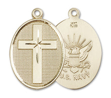 Load image into Gallery viewer, Cross / Navy Custom Pendant - Yellow Gold
