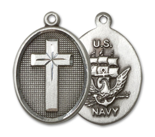 Cross / Navy Custom Pendant - Sterling Silver