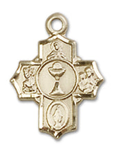 Load image into Gallery viewer, Communion 5-Way Cross Custom Pendant - Yellow Gold
