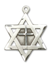 Load image into Gallery viewer, Star Of David W/ Cross Custom Pendant - Sterling Silver
