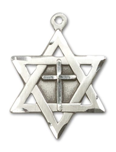 Star Of David W/ Cross Custom Pendant - Sterling Silver