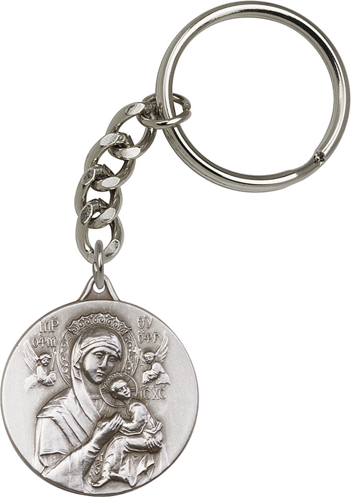 Our Lady of Perpetual Health Keychain - Silver Oxide