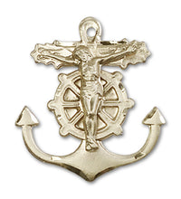 Load image into Gallery viewer, Anchor Crucifix Custom Pendant - Yellow Gold
