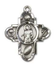 Load image into Gallery viewer, Sports 5-Way Cross / St Sebastian Custom Pendant - Sterling Silver
