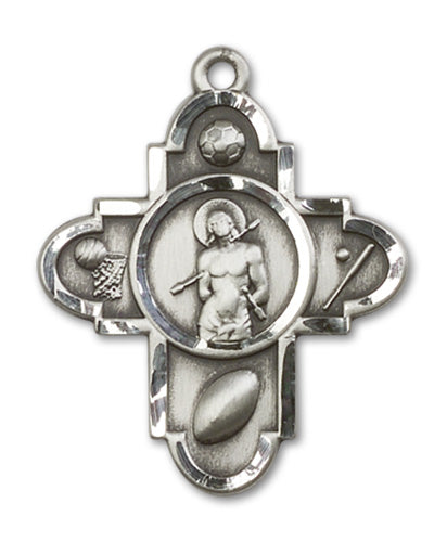 Sports 5-Way Cross / St Sebastian Custom Pendant - Sterling Silver