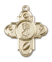 Load image into Gallery viewer, Sports 5-Way Cross / St Christopher Custom Pendant - Yellow Gold
