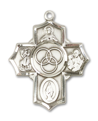 Blended Family 5-Way Cross Custom Pendant - Sterling Silver