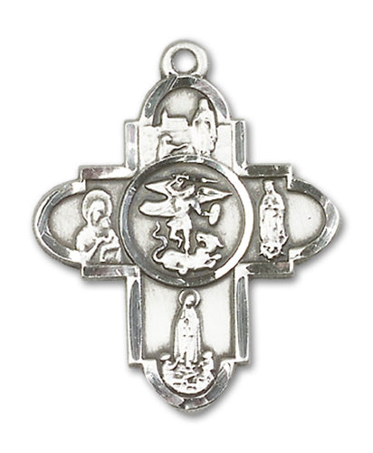 Our Lady 5-Way Cross Custom Pendant - Sterling Silver