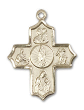 Load image into Gallery viewer, 5-Way Cross  O/L Of Guadalupe Custom Pendant - Yellow Gold
