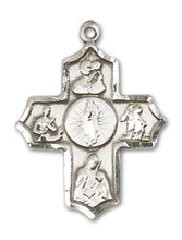 Load image into Gallery viewer, 5-Way Cross  O/L Of Guadalupe Custom Pendant - Sterling Silver
