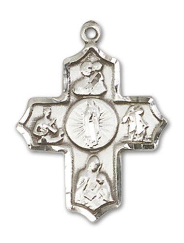 5-Way Cross  O/L Of Guadalupe Custom Pendant - Sterling Silver