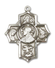 Load image into Gallery viewer, Sacred Heart 5-Way Cross Custom Pendant - Sterling Silver
