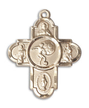 Load image into Gallery viewer, 5-Way Cross / Soccer Custom Pendant - Yellow Gold
