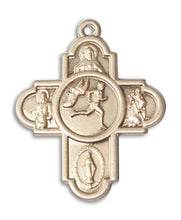 Load image into Gallery viewer, 5-Way Cross Track&amp;Field Custom Pendant - Yellow Gold
