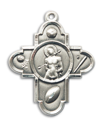 5-Way Cross/St. Sebastian Custom Pendant - Sterling Silver