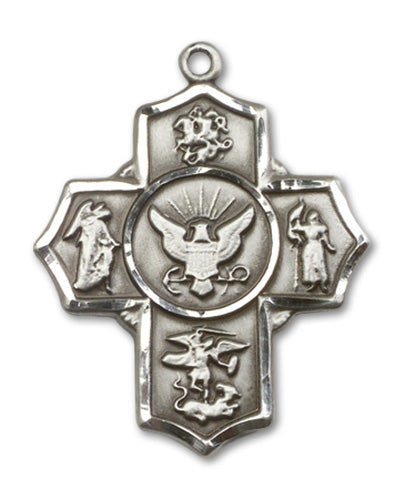5-Way Cross / Navy Custom Pendant - Sterling Silver
