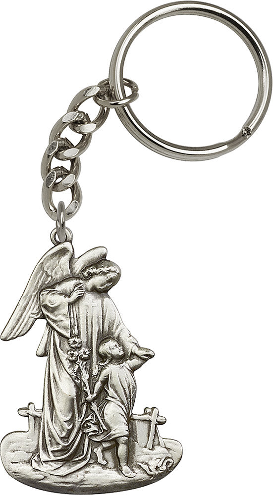 Guardian Angel Keychain - Silver Oxide