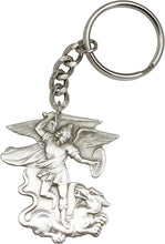 Load image into Gallery viewer, St. Michael the Archangel Keychain - Silver Oxide
