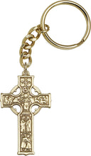 Load image into Gallery viewer, Celtic Cross Keychain - Gold Oxide
