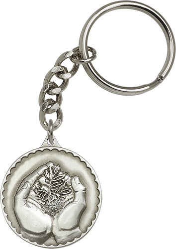Faith Hand Serenity Keychain - Silver Oxide