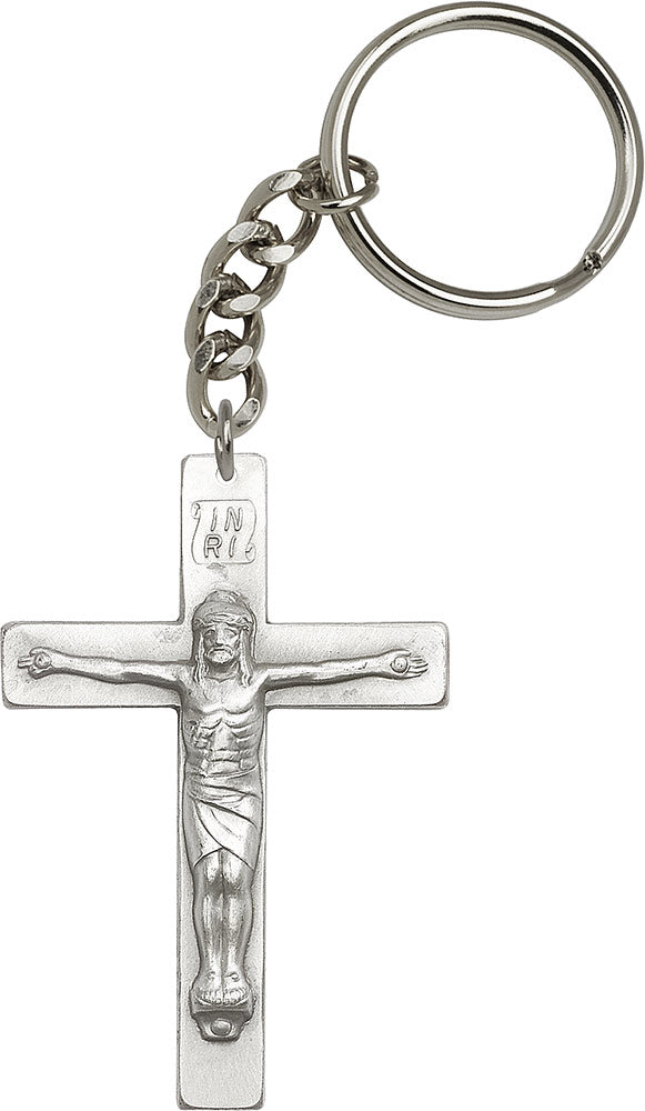 Crucifix Keychain - Silver Oxide