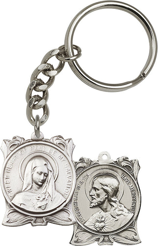 Immaculate Heart of Mary Keychain - Silver Oxide