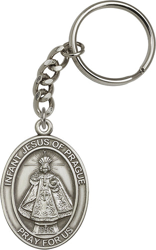 Infant of Prague Keychain - Silver Oxide
