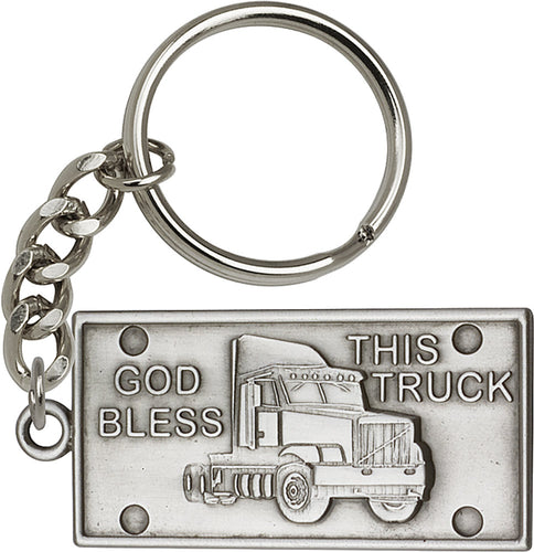 God Bless This Truck Keychain - Silver Oxide