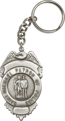 St. Michael the Archangel Keychain - Silver Oxide