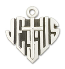 Load image into Gallery viewer, Heart Of Jesus / Cross Custom Pendant - Sterling Silver
